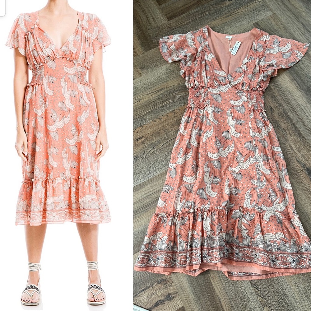 Max Studio Peach Ruffle Dress NWT